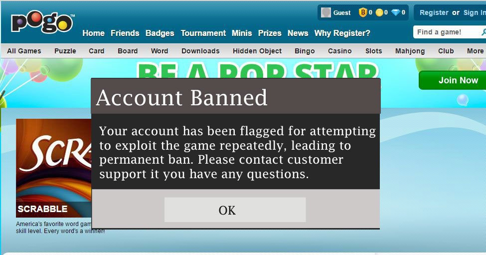pogo account banned